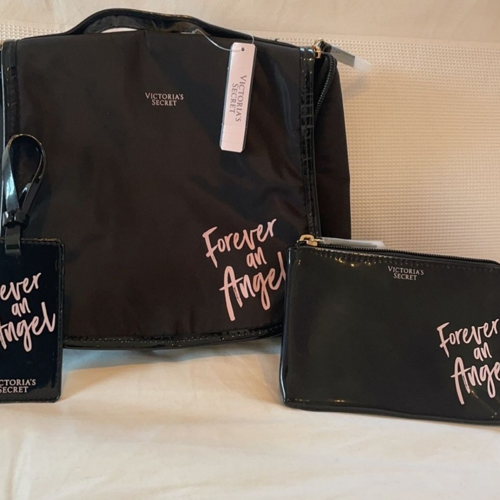 Victoria's Secret Travel Cosmetics Bag with Luggage Tag and small pouch